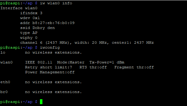 iw iwconfig WLAN status