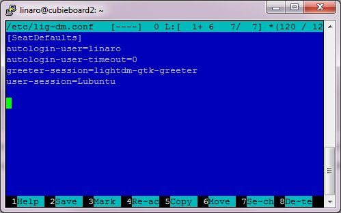 LightDM autologin configuration.