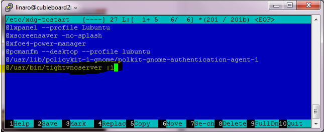 Autostart file with tightvncserver entry.