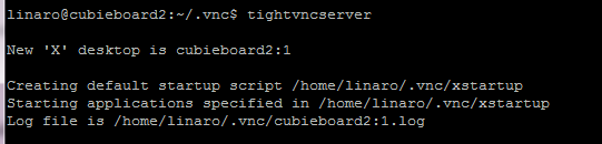 TightVNC server started for the first time.