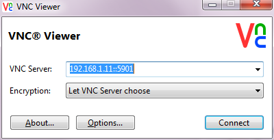 VNC viewer password prompt.