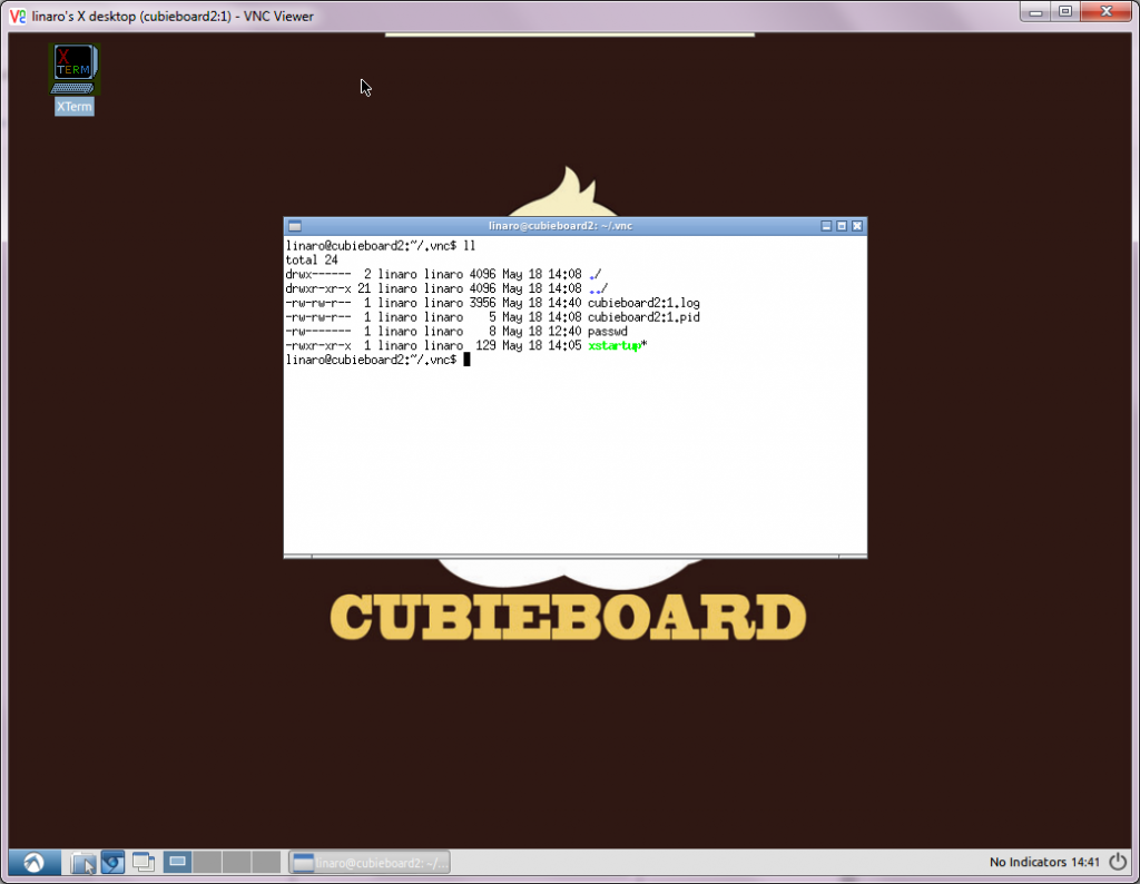 Connected VNC session showing Lubuntu desktop.